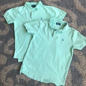 Two mint green polo shirts